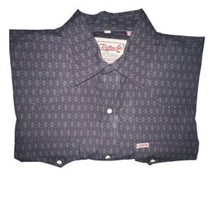 Rafter C Men's Dark Blue Geometric Shirt Snap Button Down XL